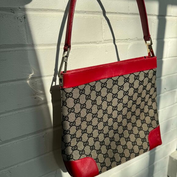 Gucci Handbags - Authentic Vintage Gucci GG Canvas Shoulder Bag